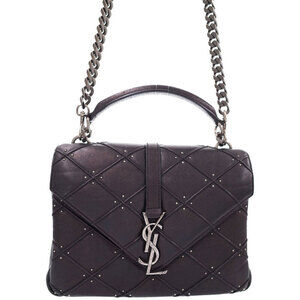 Saint Laurent Quilted Diamond Iridescent Calfskin Studded College Black